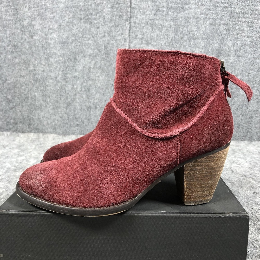 Steve Madden Milaan Ankle Booties Womens 7.5 M Burgundy Suede Block Heel‎ Boots - Picture 5 of 16